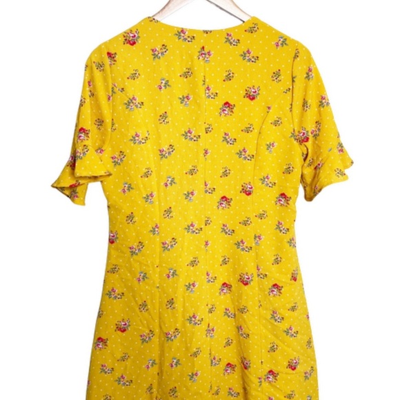 New with Tag Women's Francesca's Blue Rain Yellow Polka Dot Floral Mini Dress - Picture 8 of 16
